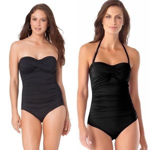 Anne Cole Classic 1-piece beach summer vacation stretch twist chest NWT size 12